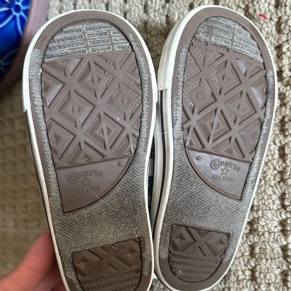 Converse Kids White Sneakers with Blue & Green Dino Print